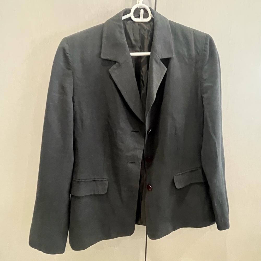Like new dark gray Allen Solly lined linen women’s blazer size medium